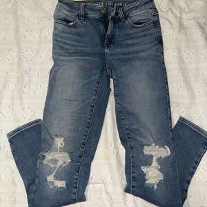 American Eagle Outfitters Blue Distressed Jeans